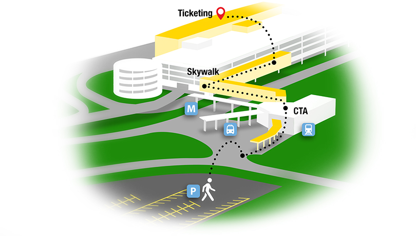 Map from Midway Park Saver to Midway Airport